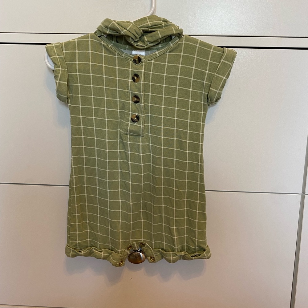 Lou Lou and Company Green Grid Romper and Headband